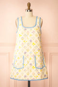 Thessalia | Beige Floral Short Dress with Pockets