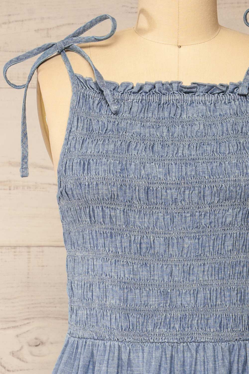 Tiannah | Blue Denim Midi Dress with Pockets