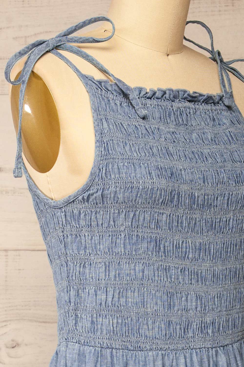 Tiannah | Blue Denim Midi Dress with Pockets