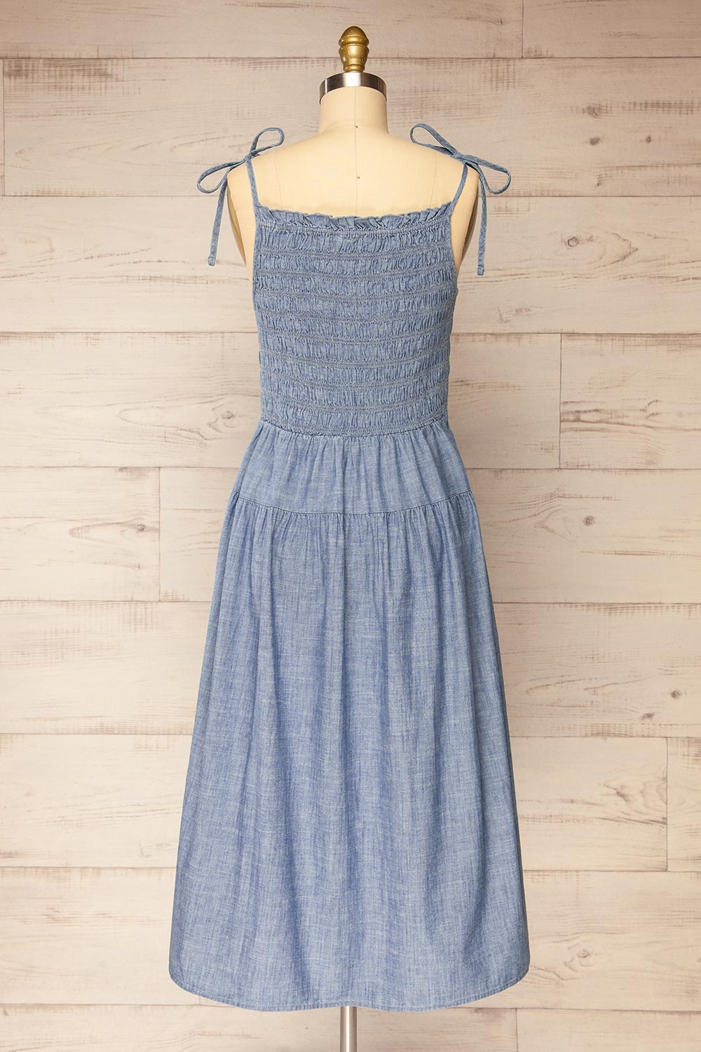 Tiannah | Blue Denim Midi Dress with Pockets