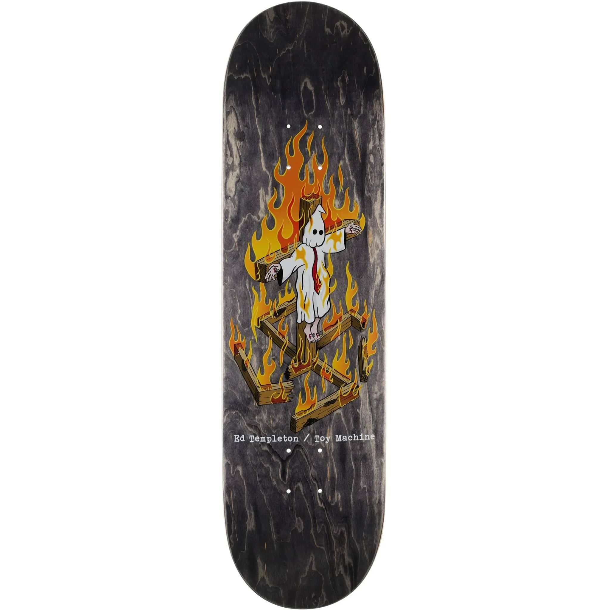 Toy Machine Templeton Charred Cross Skateboard Deck Black Stain 8.25"
