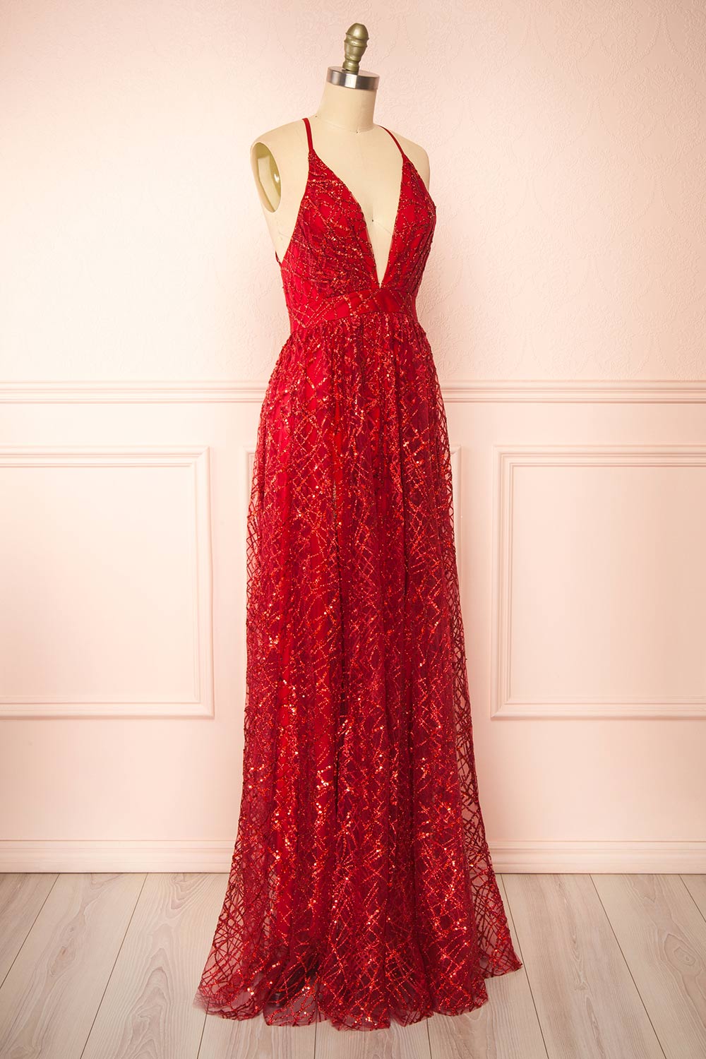 Tyffen Burgundy | Sequin Maxi Dress