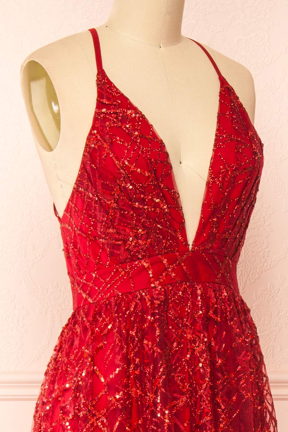Tyffen Burgundy | Sequin Maxi Dress