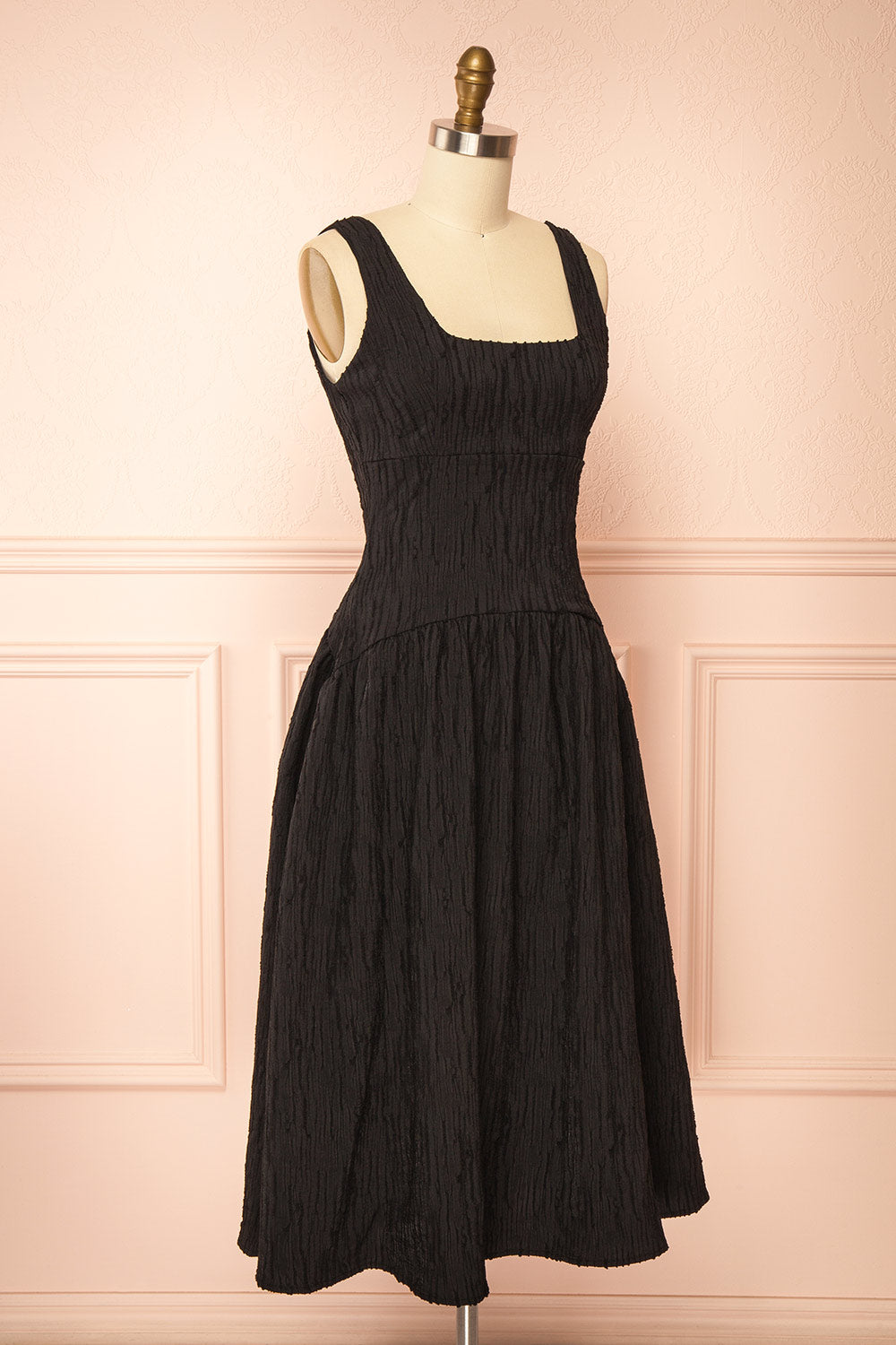 Tyrah Black | Midi Dress with Drop Waist