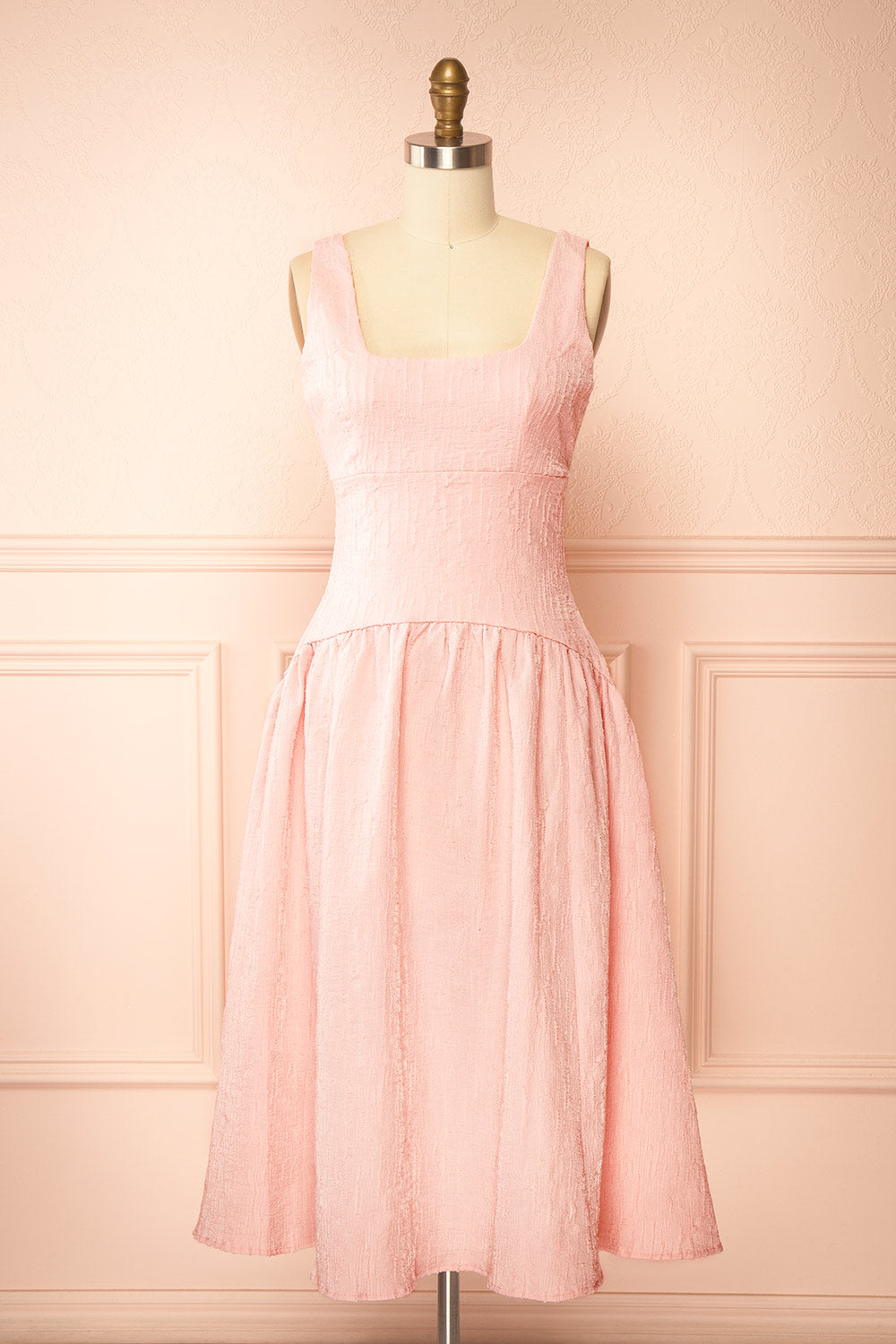 Tyrah Pink | Midi Dress with Drop Waist