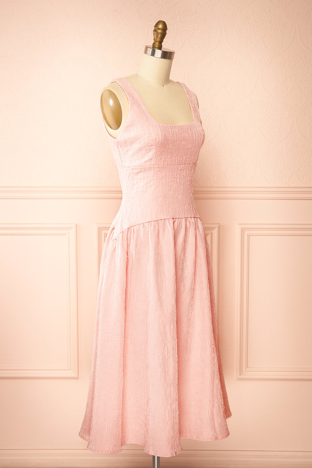 Tyrah Pink | Midi Dress with Drop Waist