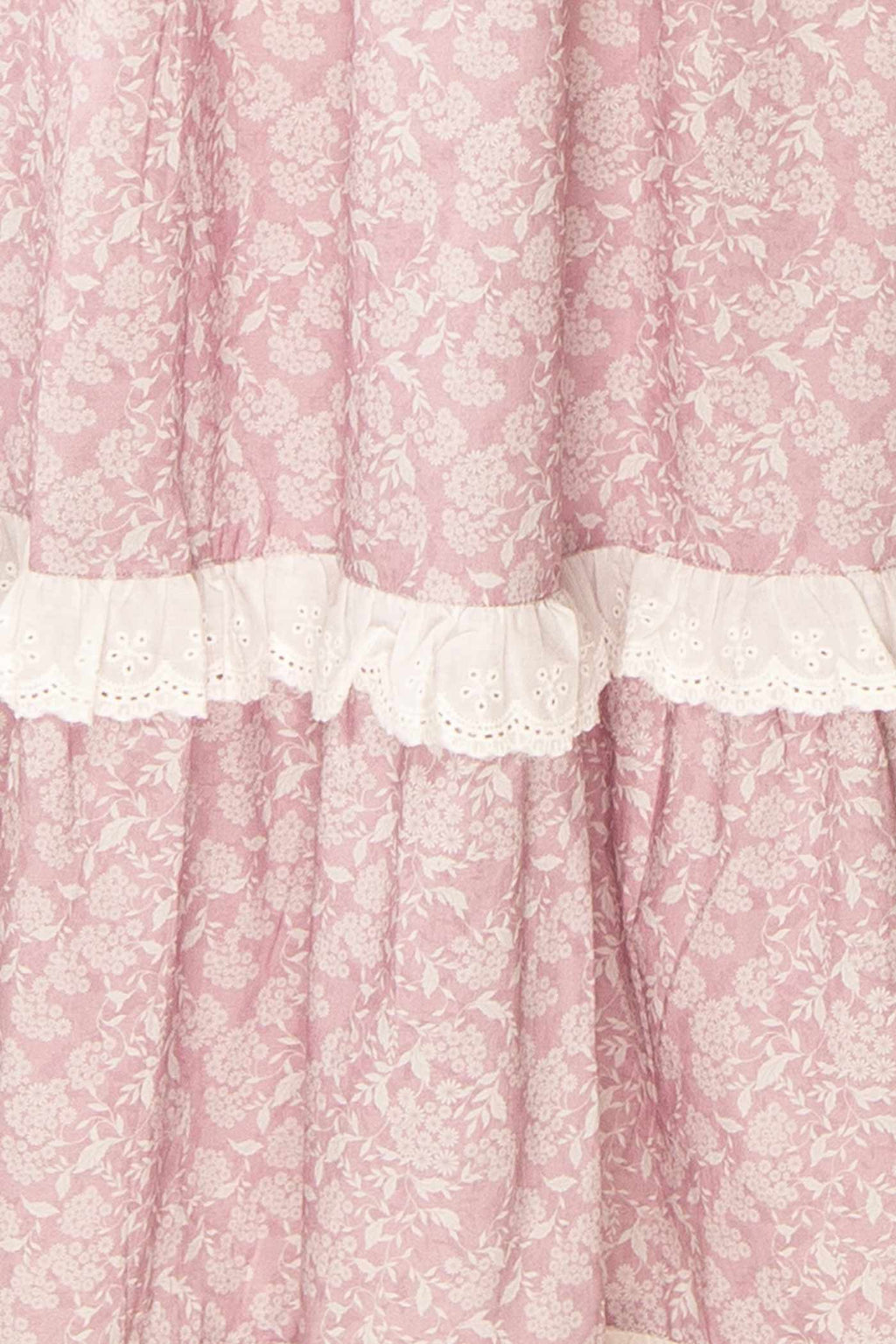 Uluria | Pink Floral Midi Dress with Sweetheart Neckline
