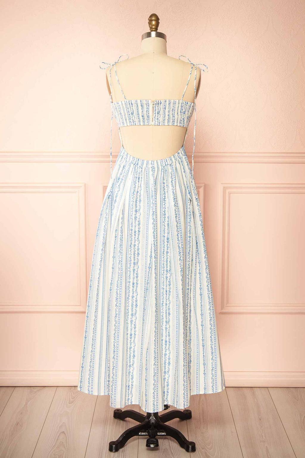 Utano | Ivory Midi Dress with Open Back