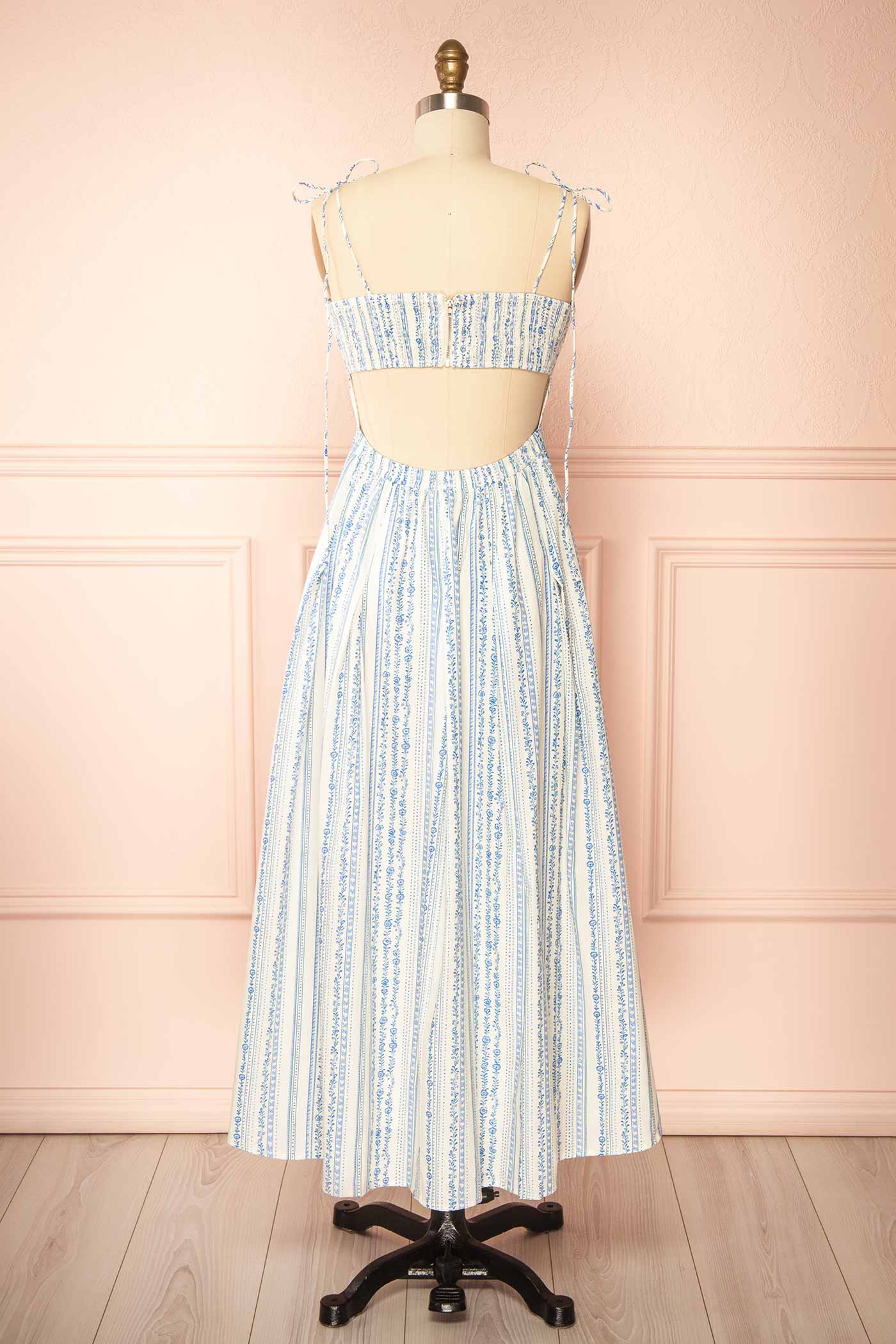 Utano | Ivory Midi Dress with Open Back