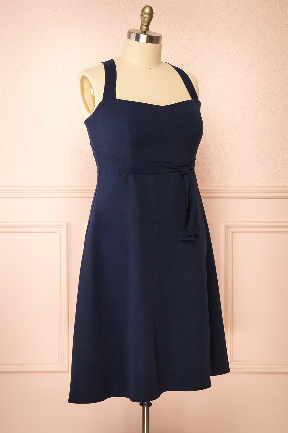 Valentina Navy | Midi A-line Dress with Adjustable Straps by Arti Gogna