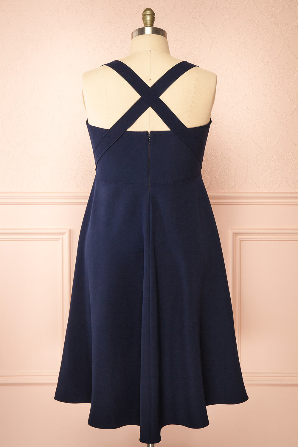 Valentina Navy | Midi A-line Dress with Adjustable Straps by Arti Gogna