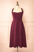 Valentina Burgundy | Midi A-line Dress with Adjustable Straps by Arti Gogna