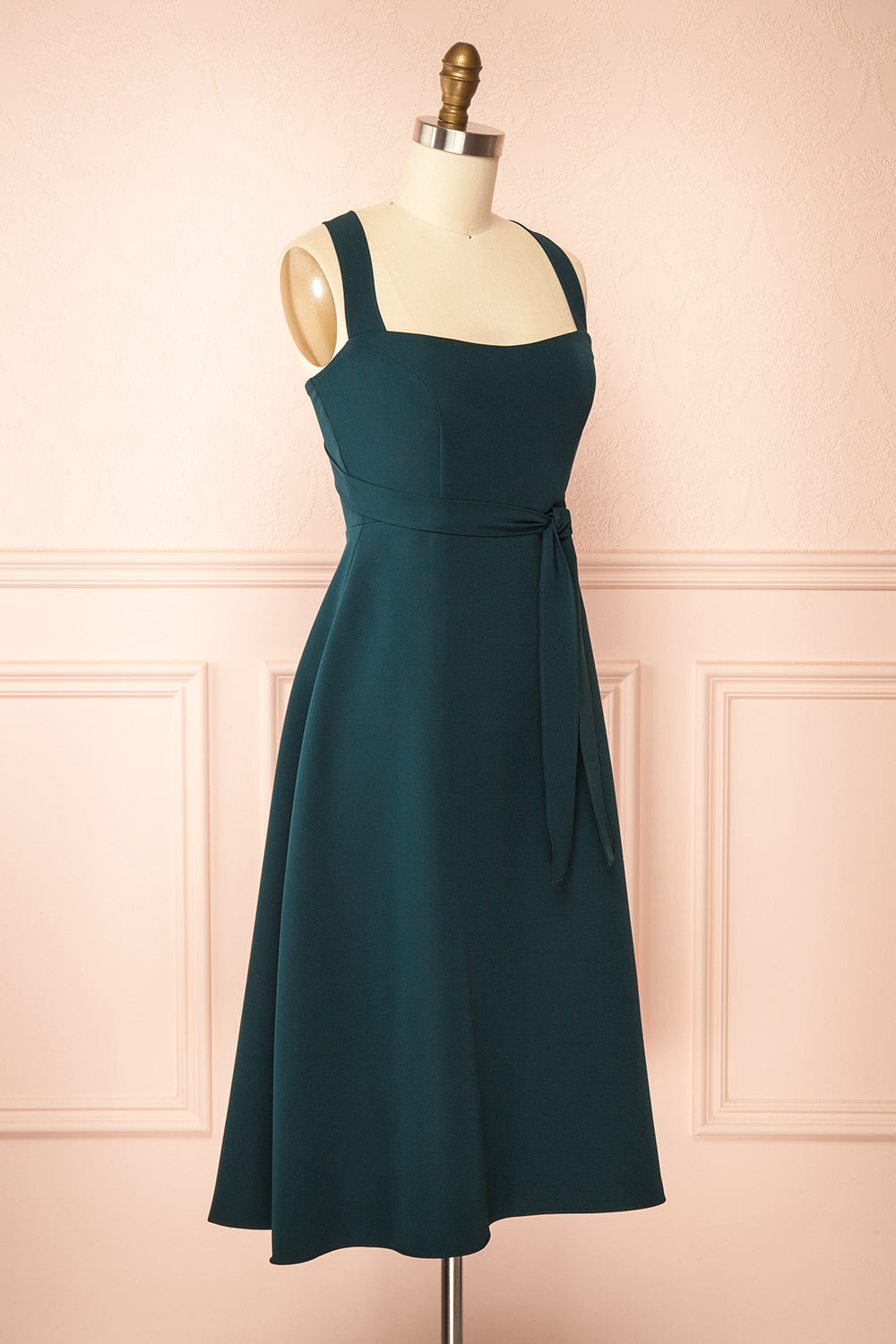Valentina Green | Midi A-line Dress with Adjustable Straps by Arti Gogna