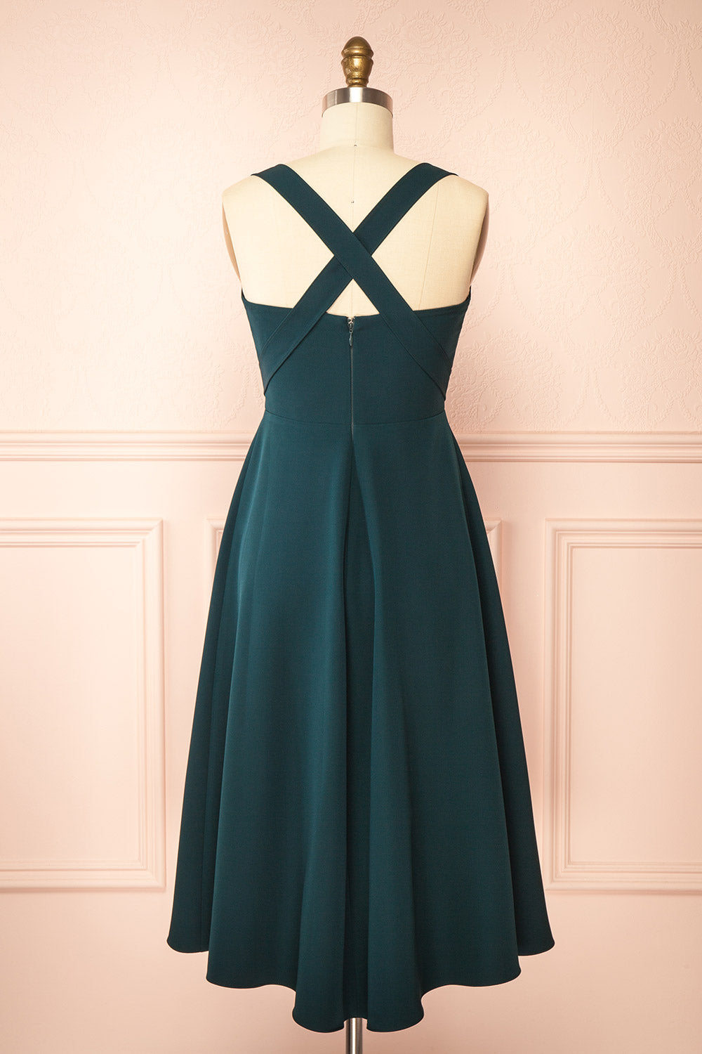 Valentina Green | Midi A-line Dress with Adjustable Straps by Arti Gogna