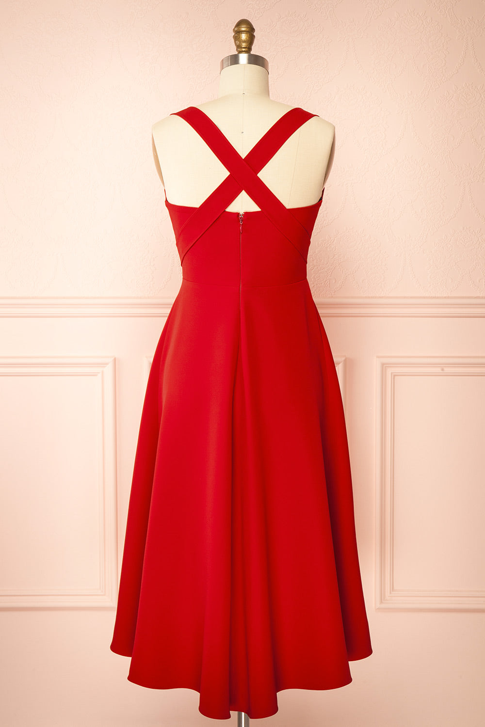 Valentina Red | Midi A-line Dress with Adjustable Straps by Arti Gogna