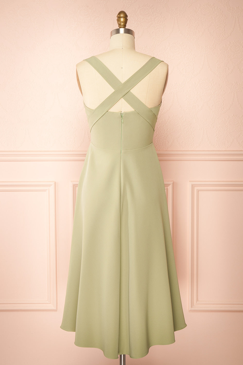Valentina Sage Midi A-line Dress with Adjustable Straps by Arti Gogna