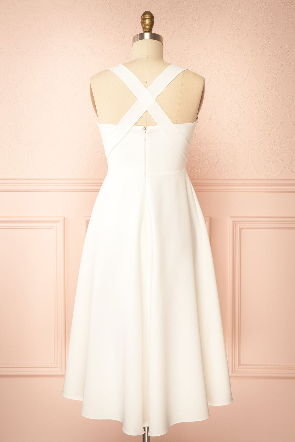 Valentina White | Midi A-line Dress with Adjustable Straps by Arti Gogna