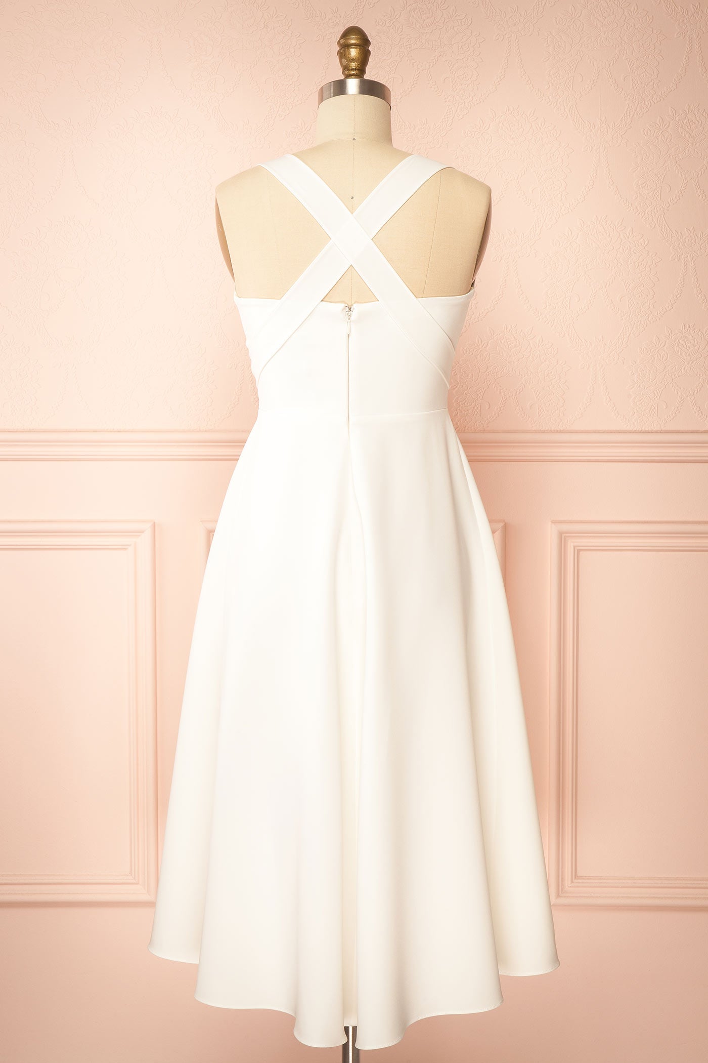 Valentina White | Midi A-line Dress with Adjustable Straps by Arti Gogna