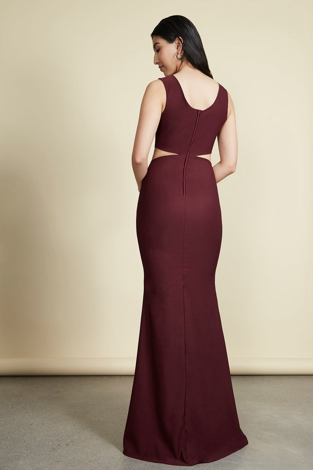 Vallata Wine | Burgundy Maxi Dress with Cut-Outs by Arti Gogna