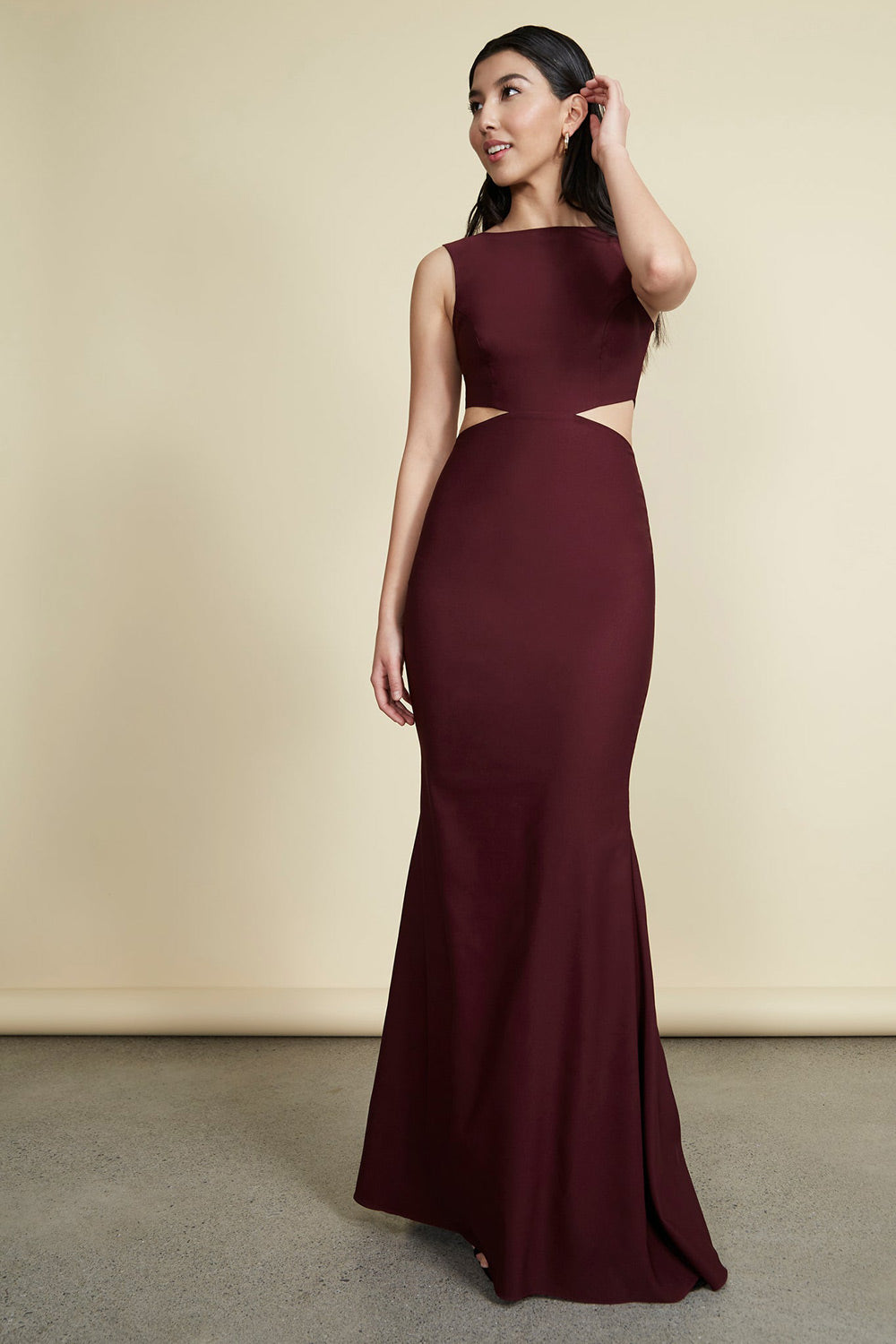 Vallata Wine | Burgundy Maxi Dress with Cut-Outs by Arti Gogna