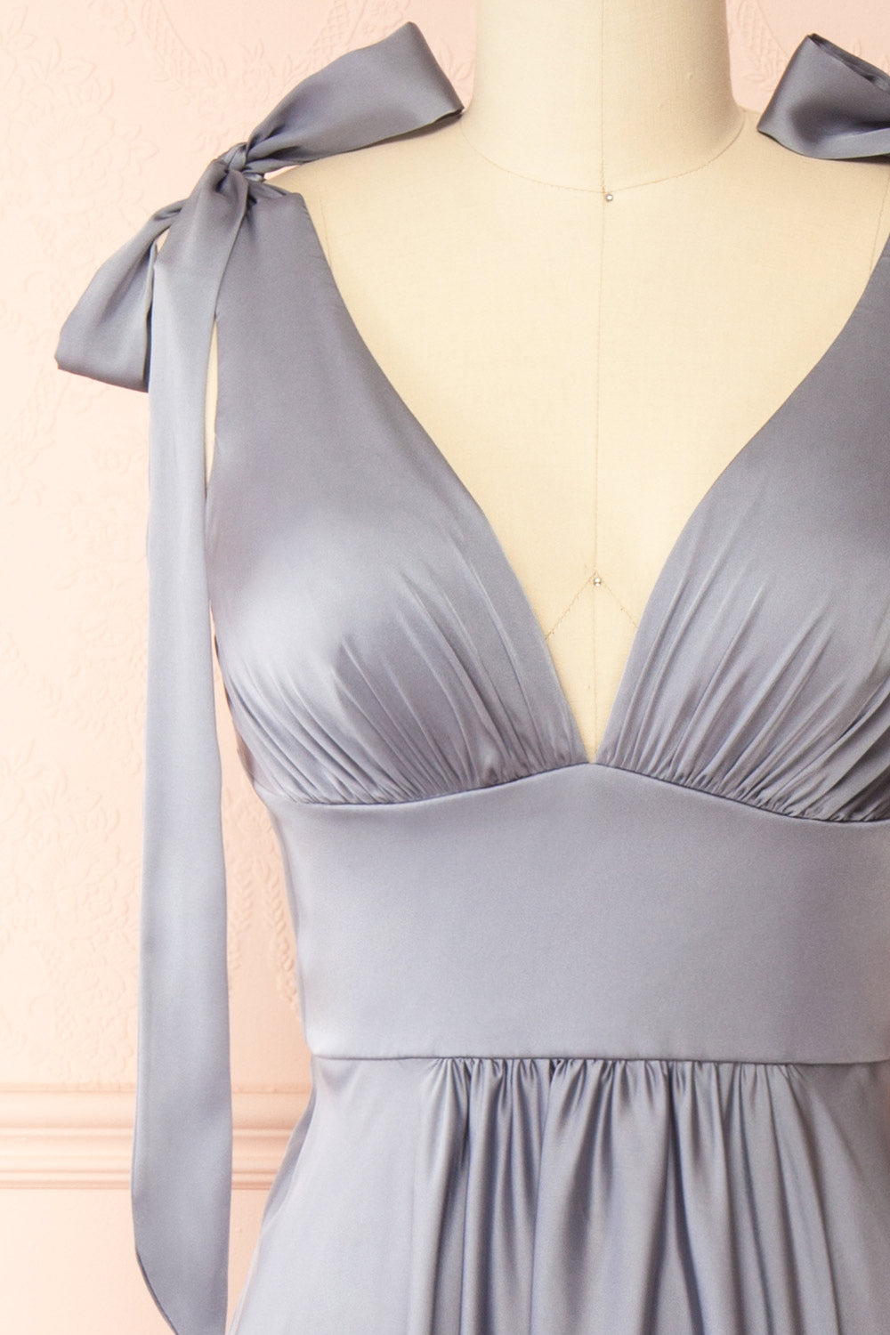 Vida Blue | Satin Midi Dress with Tie Straps