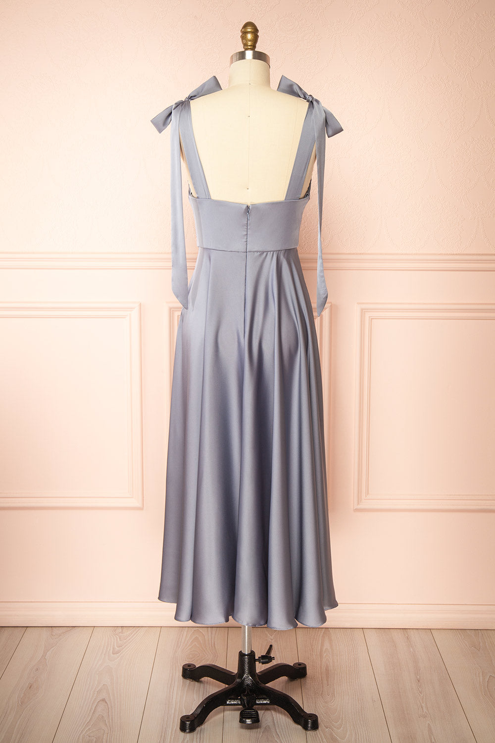 Vida Blue | Satin Midi Dress with Tie Straps