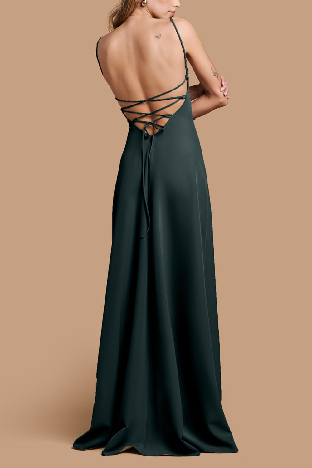 Vivina Green | A-line Maxi Dress with Open Back by Arti Gogna