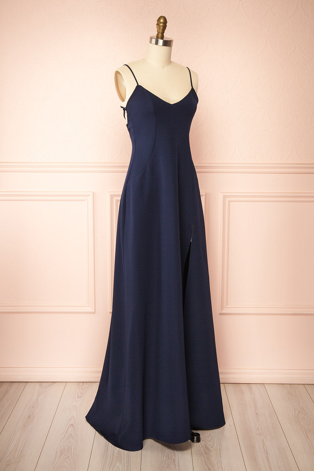Vivina Navy | A-line Maxi Dress with Open Back by Arti Gogna