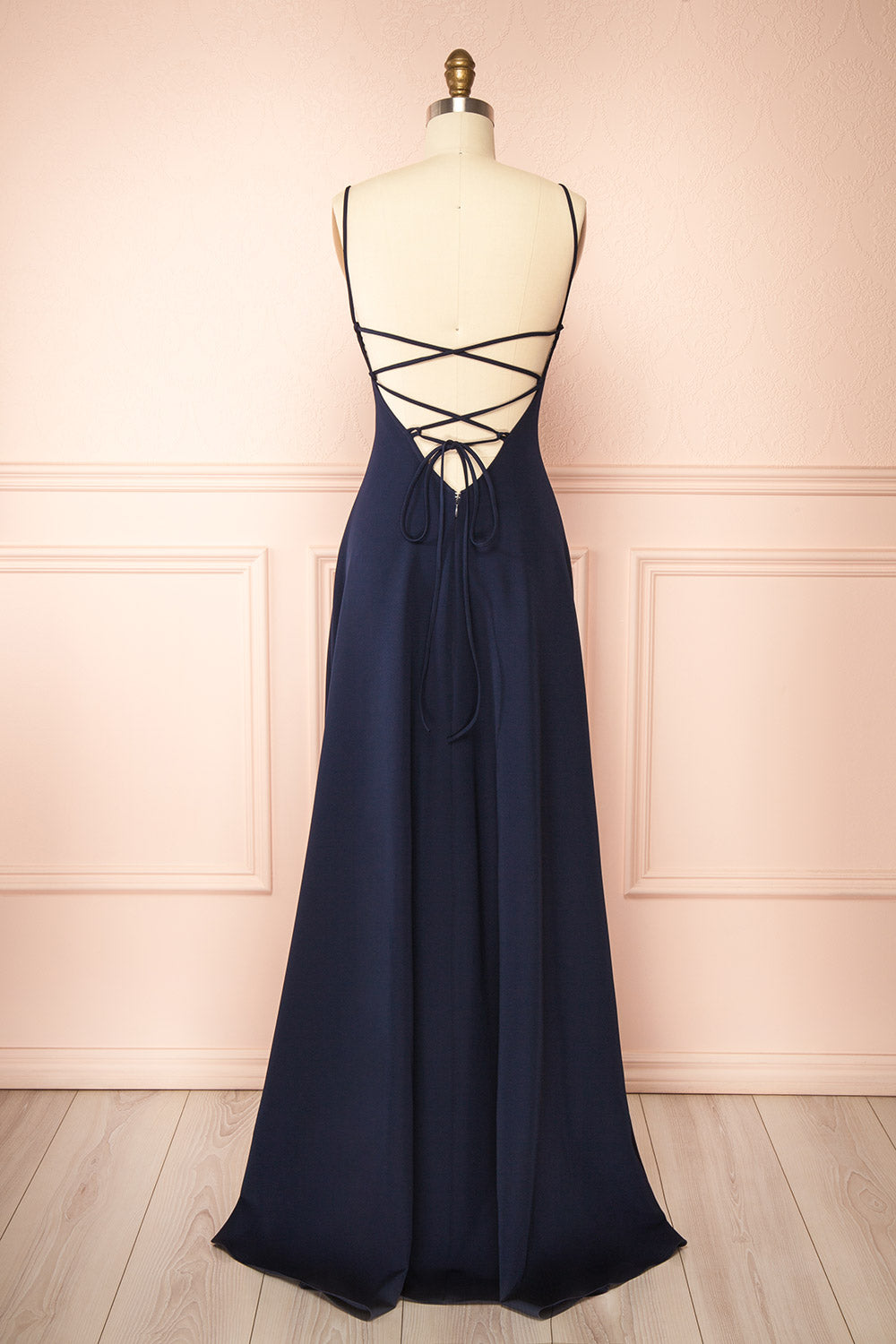 Vivina Navy | A-line Maxi Dress with Open Back by Arti Gogna