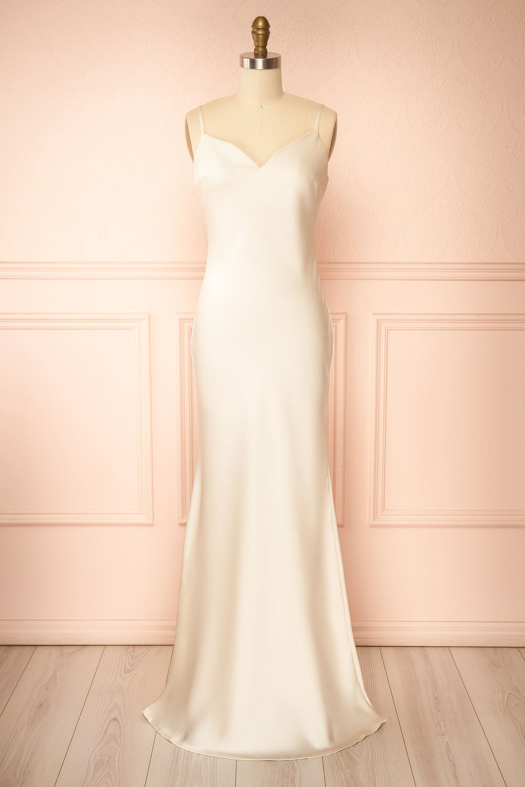 Wilder | Ivory Satin Sleeveless Maxi Dress with Matching Caplet