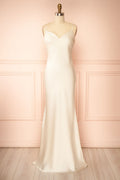 Wilder | Ivory Satin Sleeveless Maxi Dress with Matching Caplet