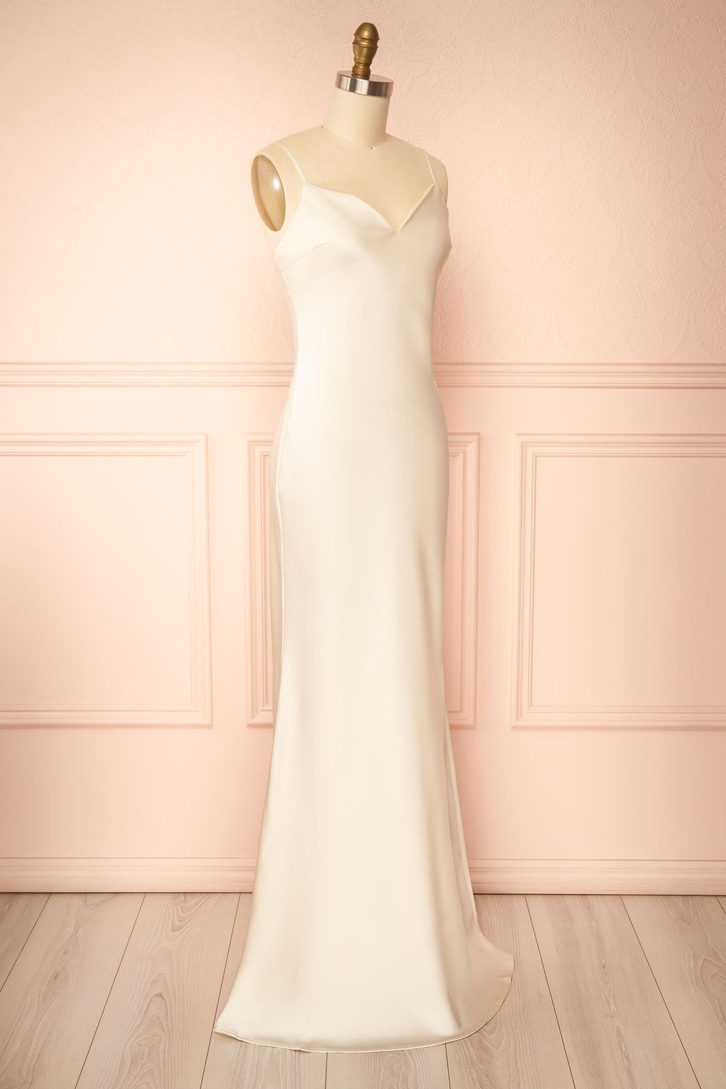 Wilder | Ivory Satin Sleeveless Maxi Dress with Matching Caplet