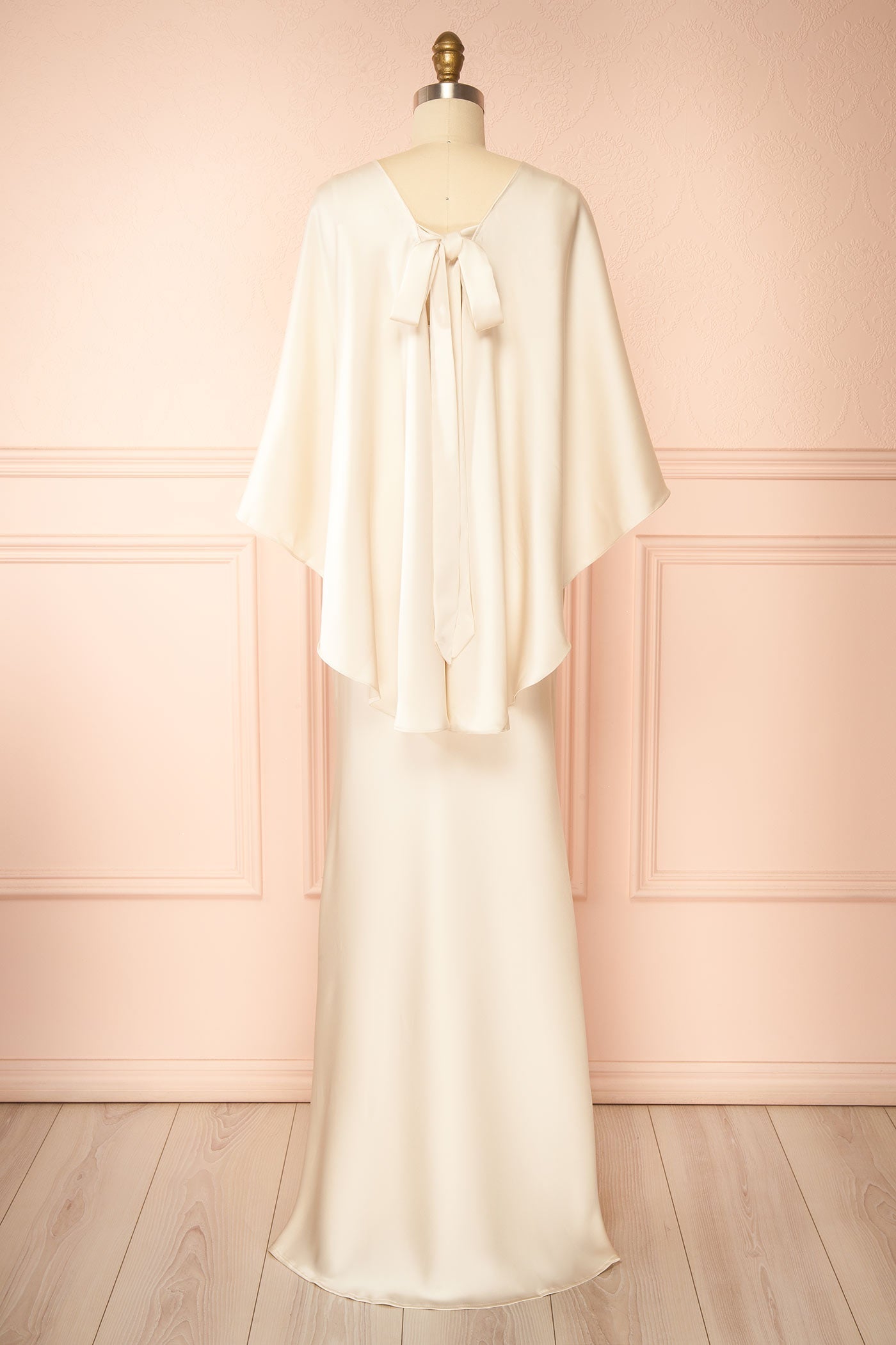 Wilder | Ivory Satin Sleeveless Maxi Dress with Matching Caplet