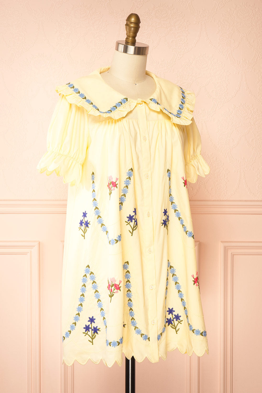 Wilma | Short Yellow Dress with Large Collar