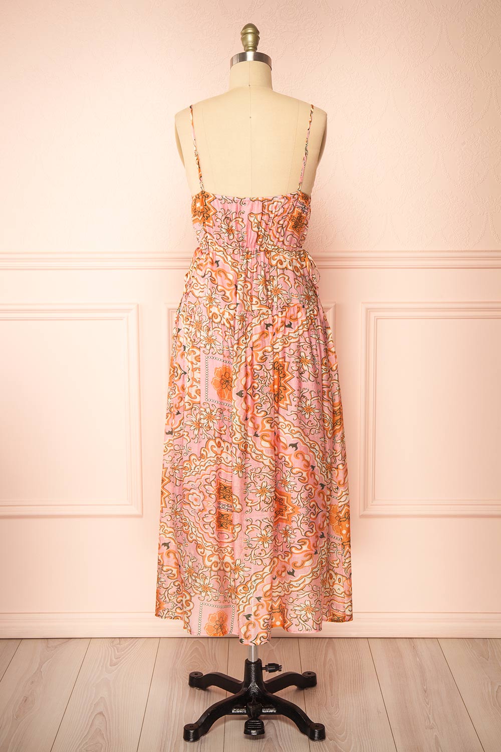 Wydowna | Pink Midi Dress w/ Floral Motif