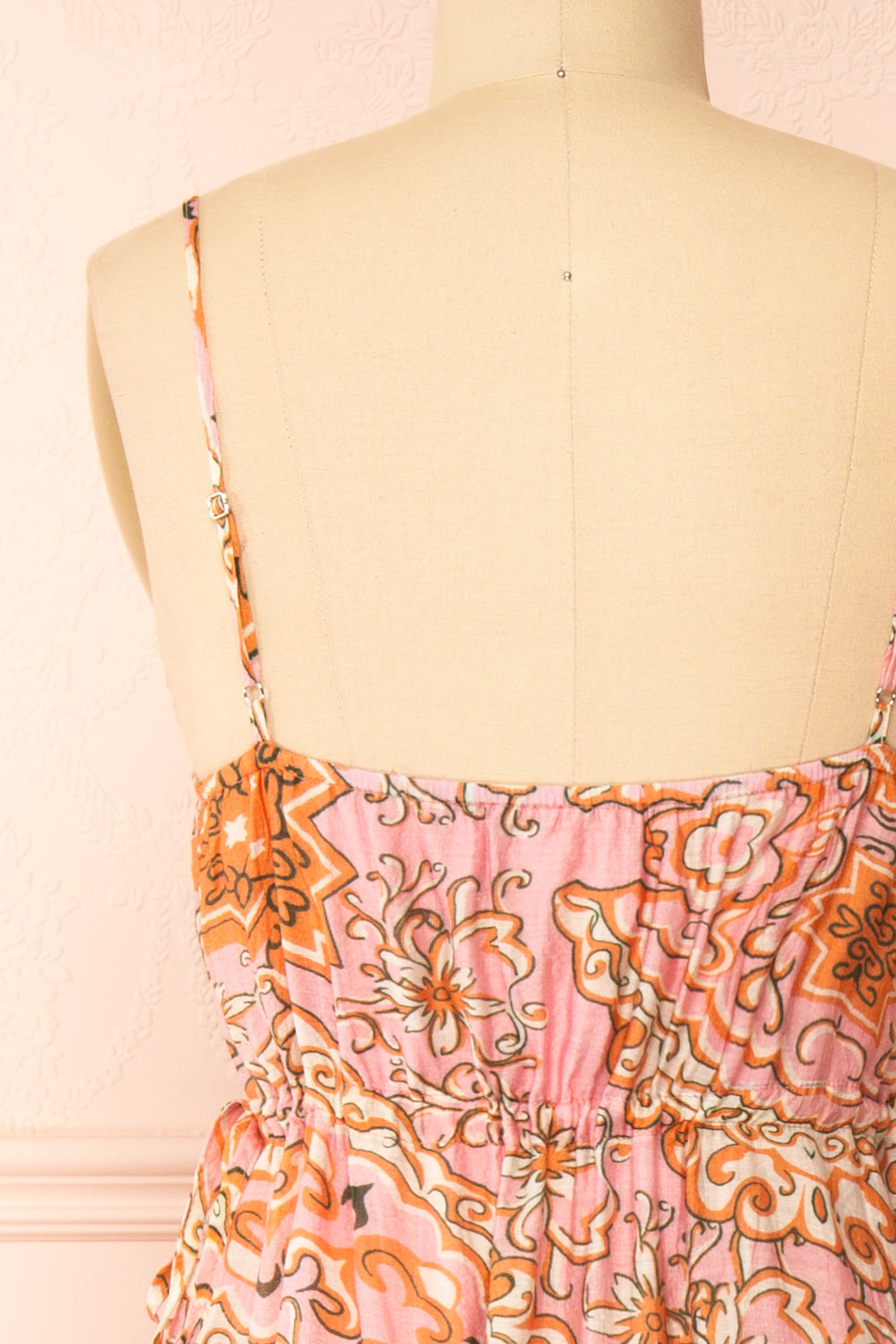 Wydowna | Pink Midi Dress w/ Floral Motif