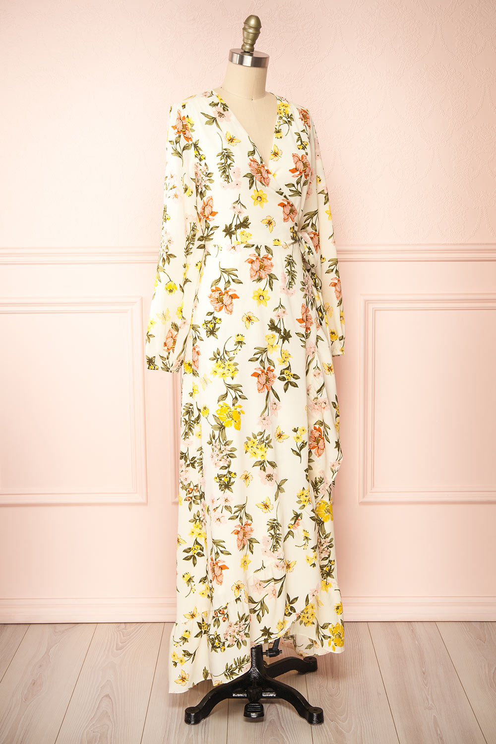 Ylena | Floral Maxi Wrap Dress w/ Ruffles