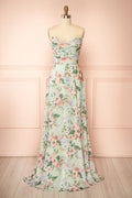 Yujun | Maxi Floral with Sweetheart Neckline and Scarf