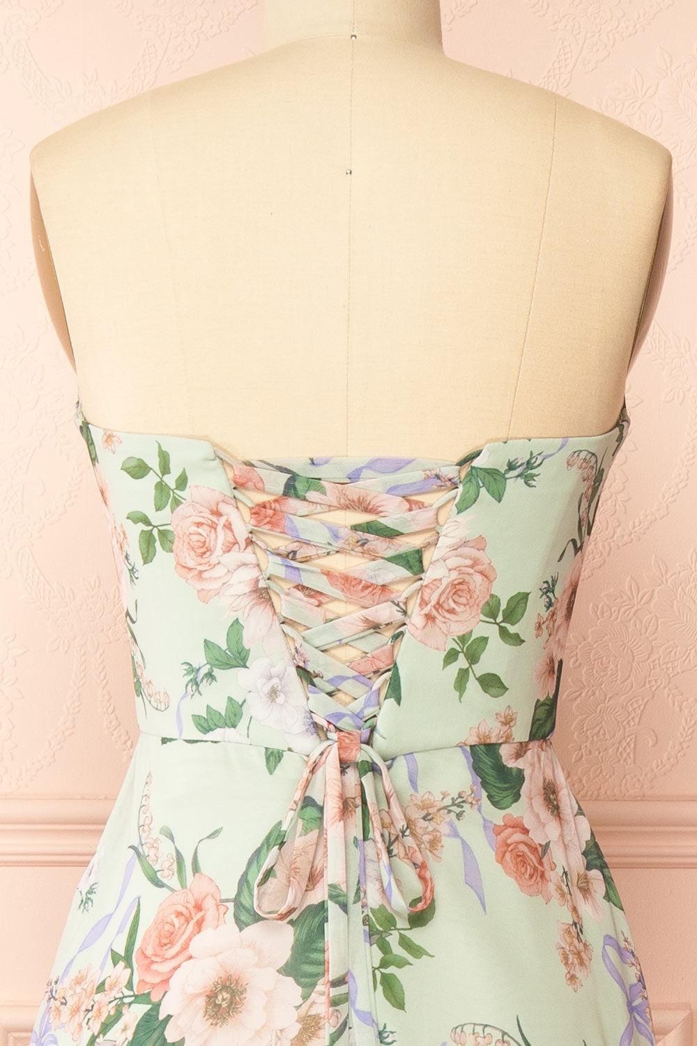 Yujun | Maxi Floral with Sweetheart Neckline and Scarf