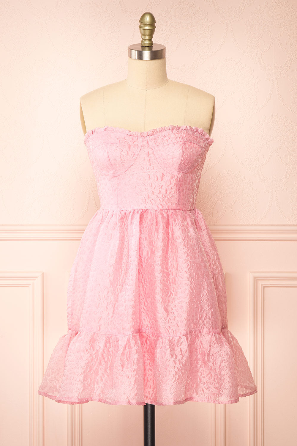 Yuka | Short Pink Bustier Dress w/ Removable Straps