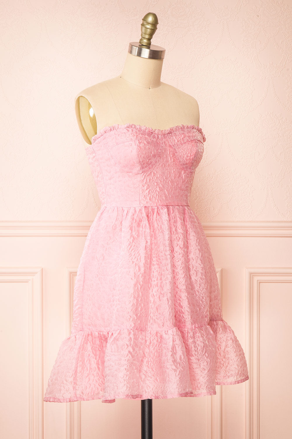 Yuka | Short Pink Bustier Dress w/ Removable Straps
