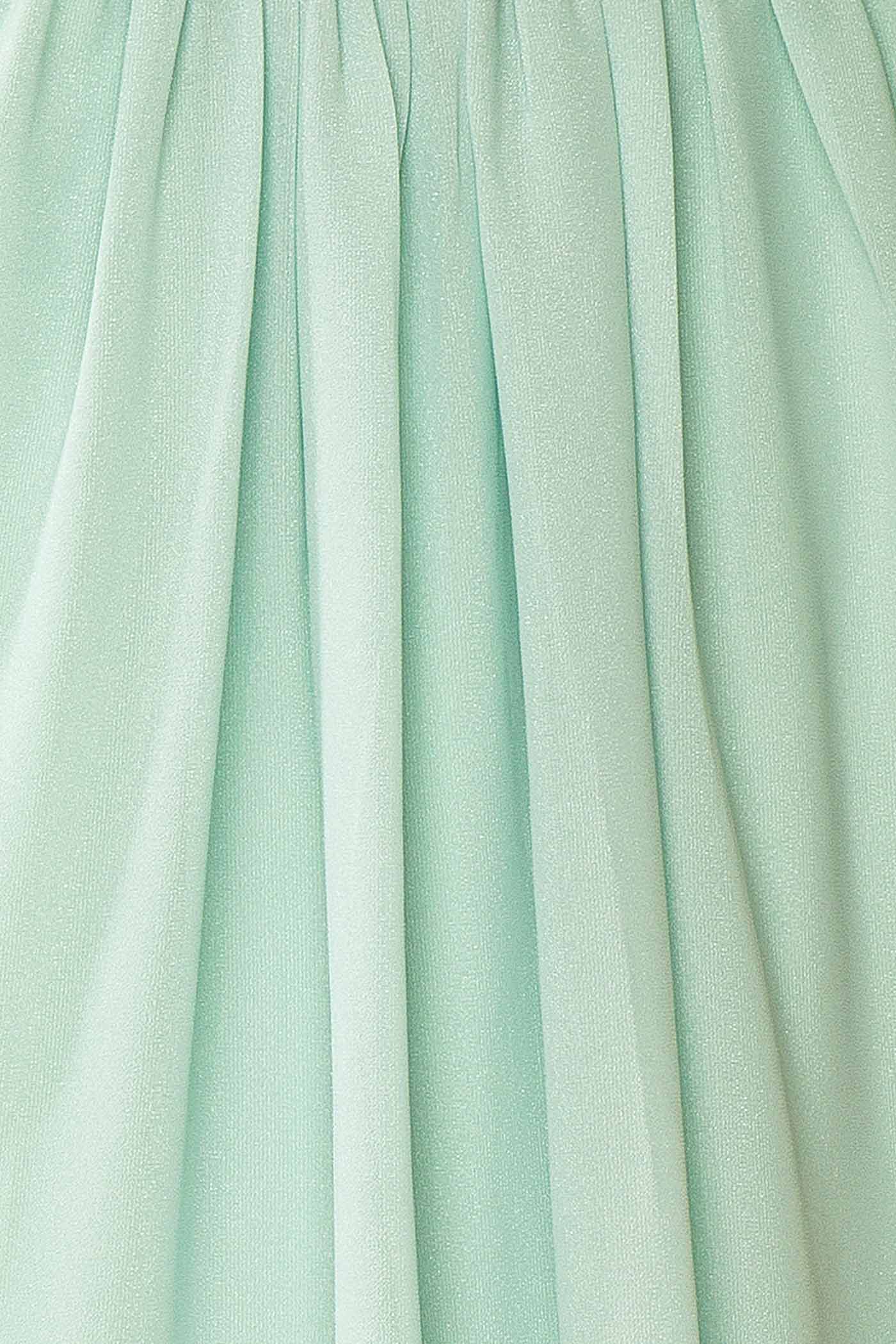 Zanura Mint | V-Neck Chiffon Maxi Dress with Lace-Up Back