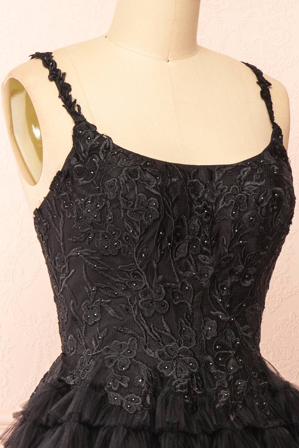 Zarielle | Short Black Tulle Tiered Dress