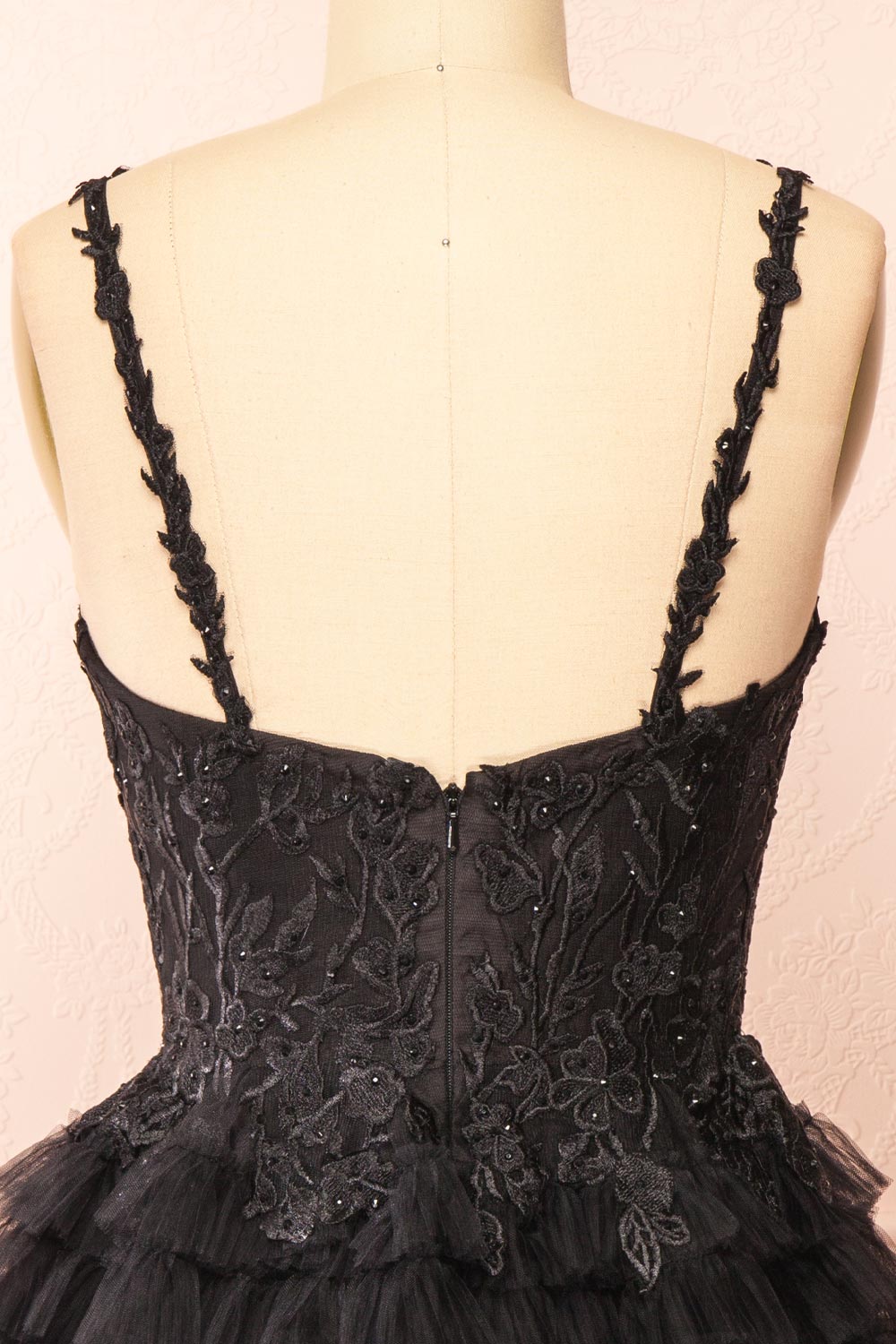Zarielle | Short Black Tulle Tiered Dress