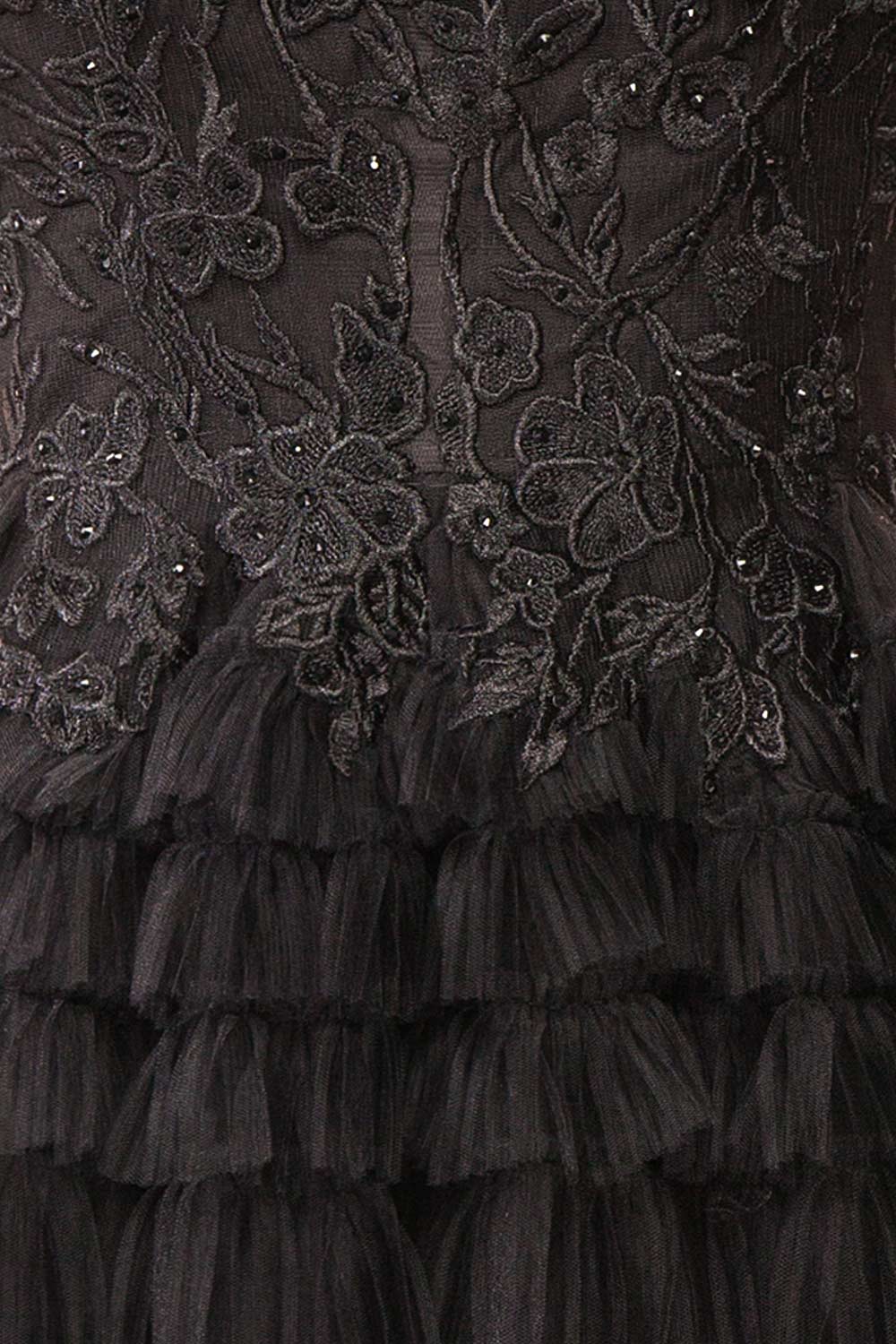 Zarielle | Short Black Tulle Tiered Dress