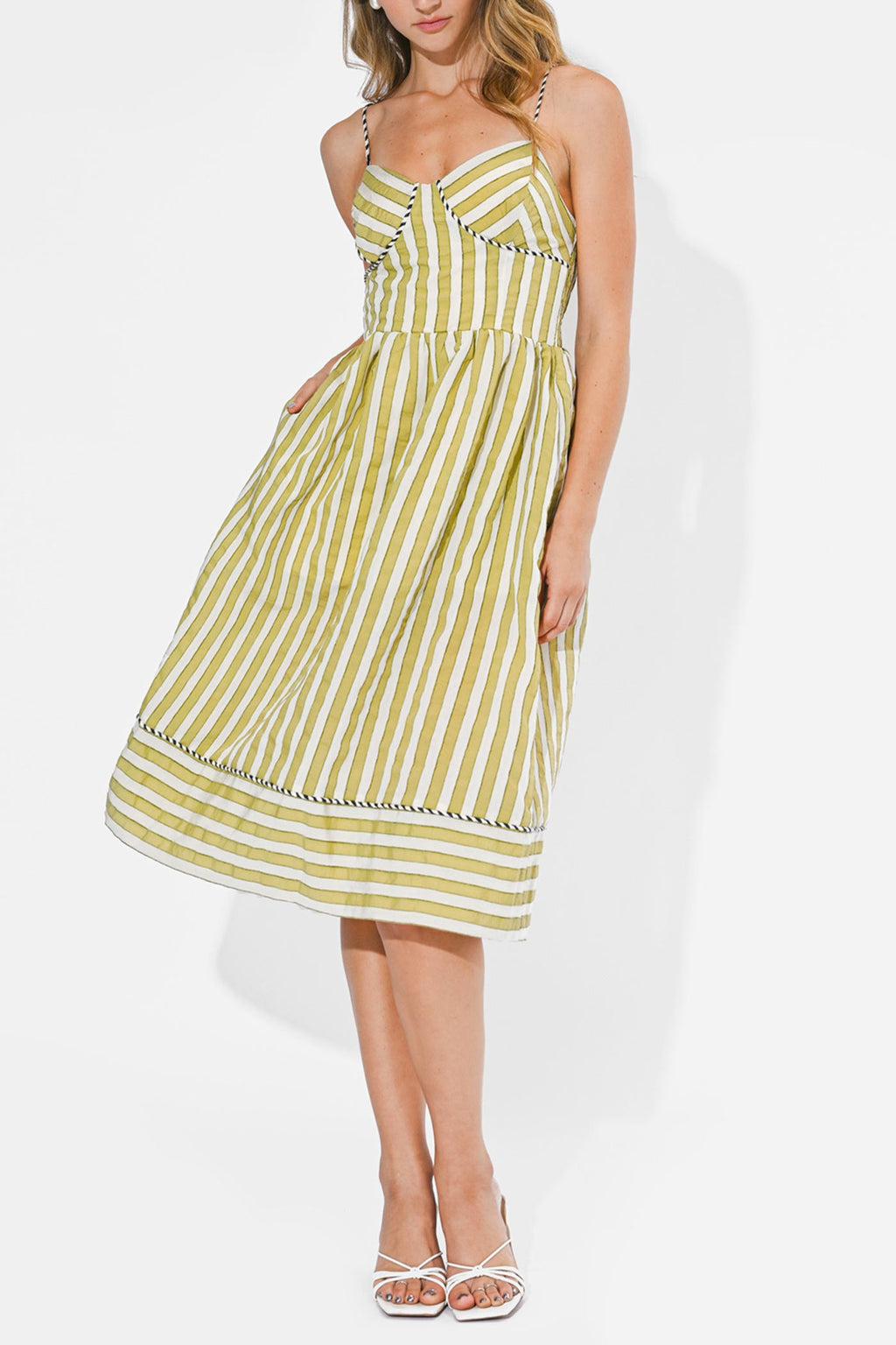 Zayan | Striped Midi Dress with Pockets