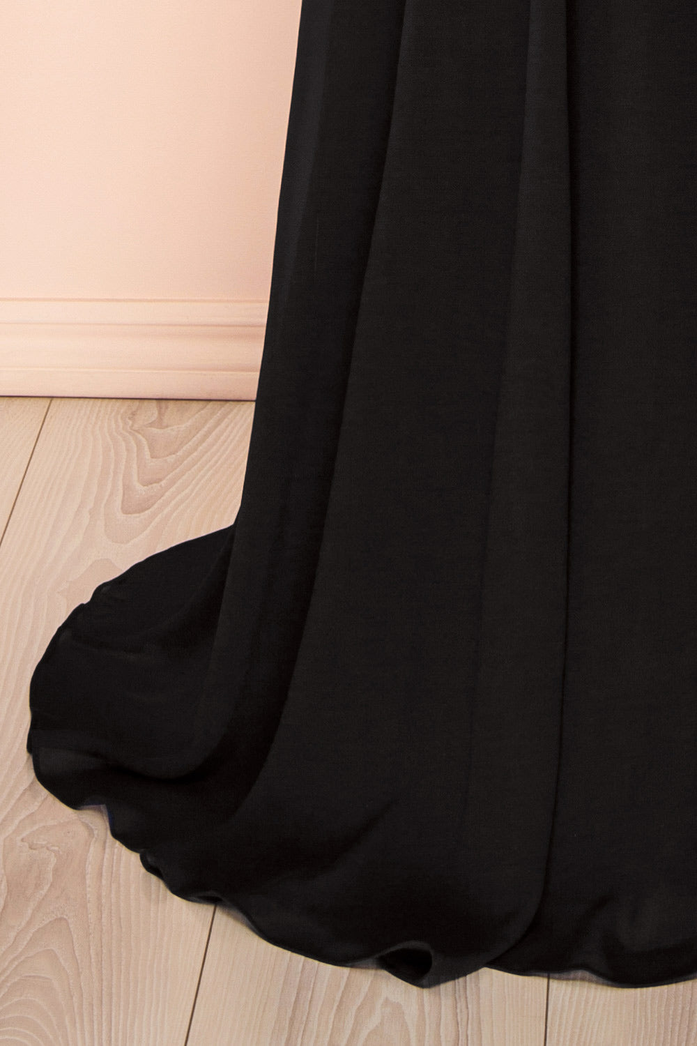 Zorua Black | One-Shoulder Maxi Dress with Cape Sleeve