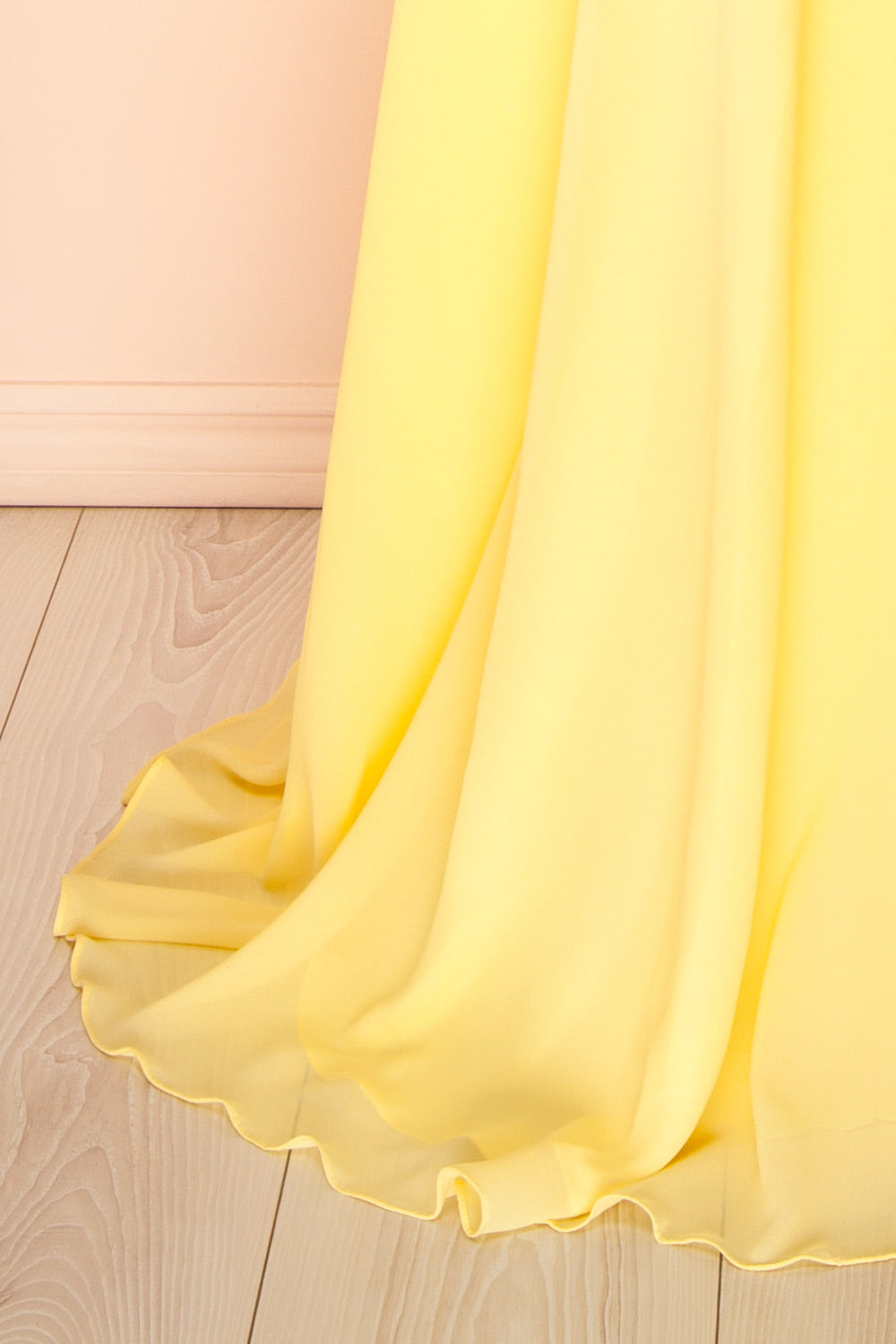 Zorua Light Yellow | One-Shoulder Maxi Dress with Cape Sleeve
